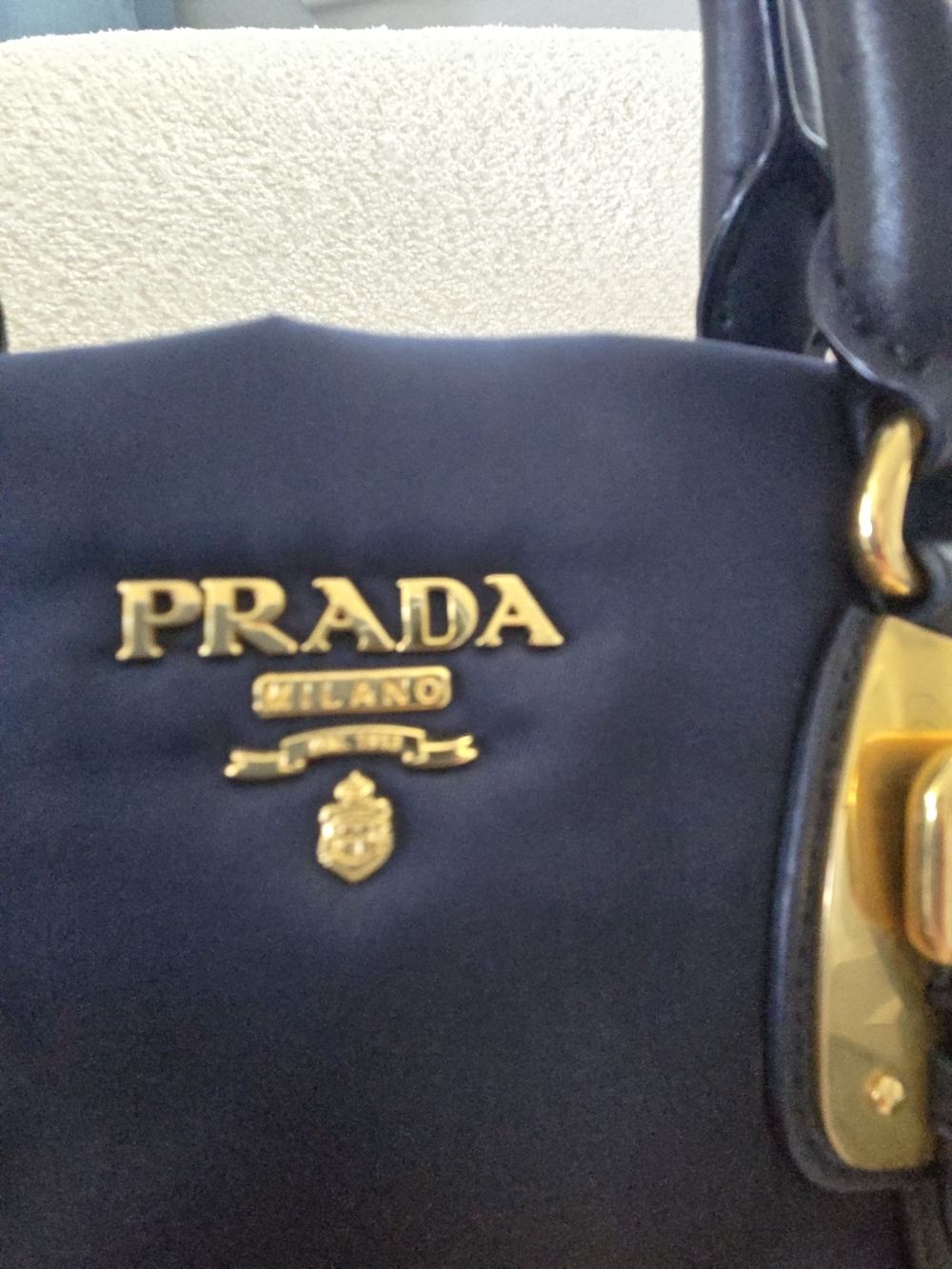 Prada Blue Tessuto Nylon & Soft Calfskin Leather Top Handle Bag - Picture 7 of 17